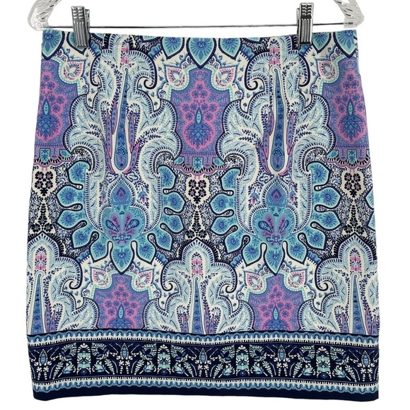 Talbots MultiColored Mykonos Paisley Lined Cotton Canvas Pencil Skirt - Sz 6 - Picture 2 of 11